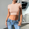 Midriff Short Sleeve Crop Top