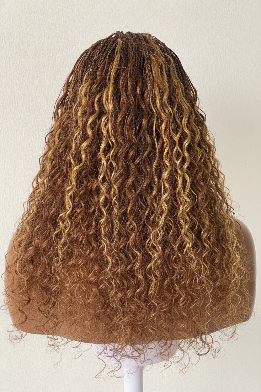 Wet And Wavy 100% Human Hair Knotless Braid Wig, HD Full Lace,