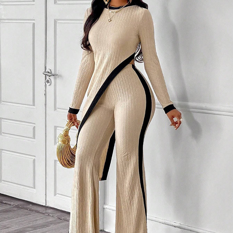 Asymmetrical Top and Pants Set