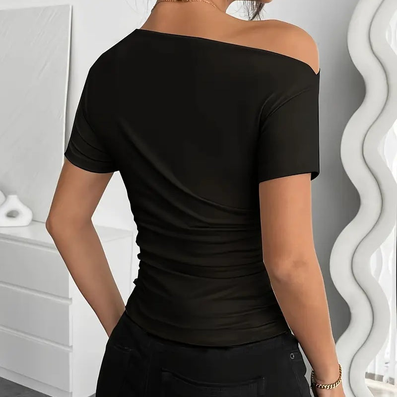 Y2K Slim Fit Asymmetrical Shirt
