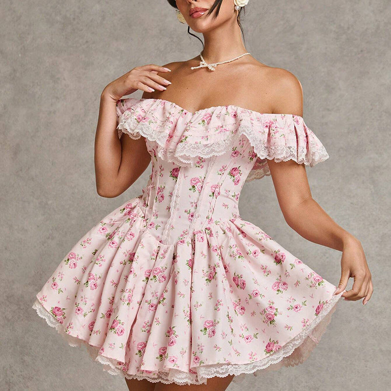 French Sexy Summer off Shoulder Lace Dress
