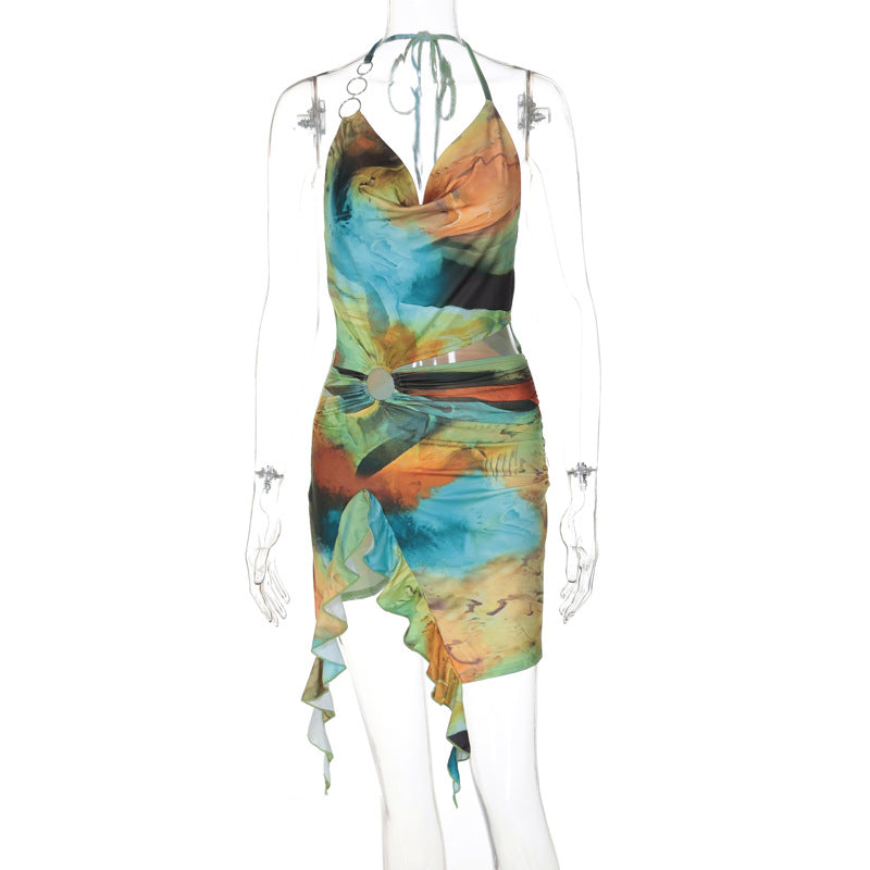 Backless Lace up Dress