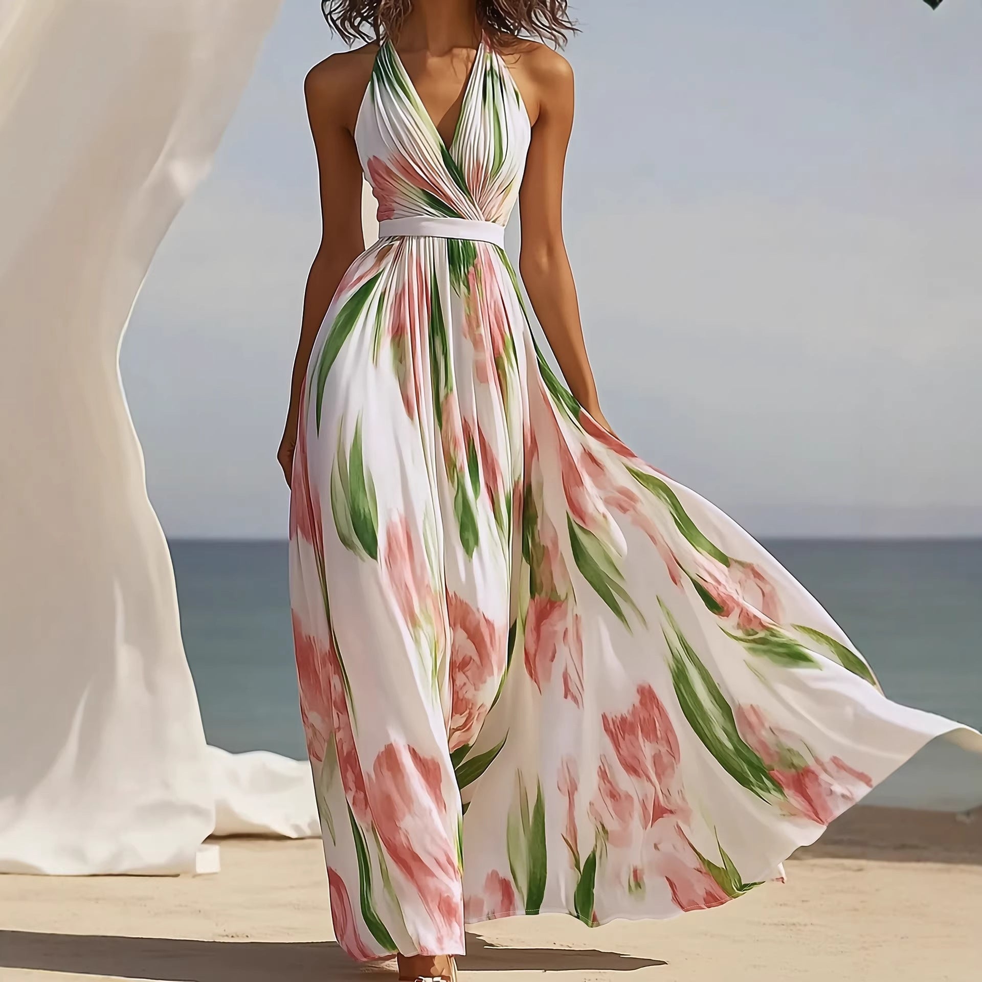 Waist Trimming Elegant A line Dress