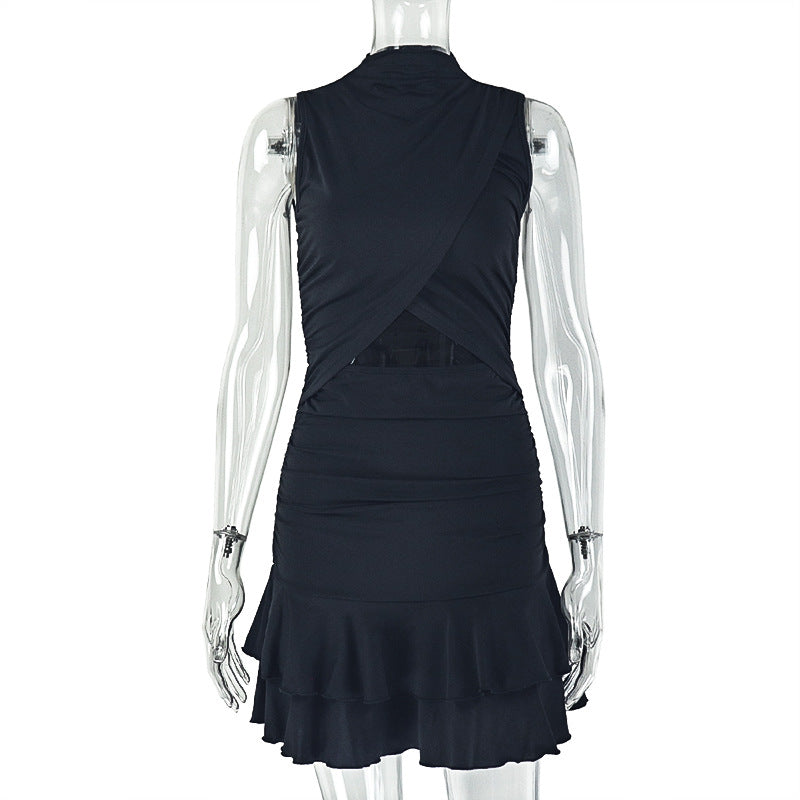 Cut out Ruffled Short Dress