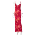 Mesh Floral Print Sleeveless Strap Sheath Dress