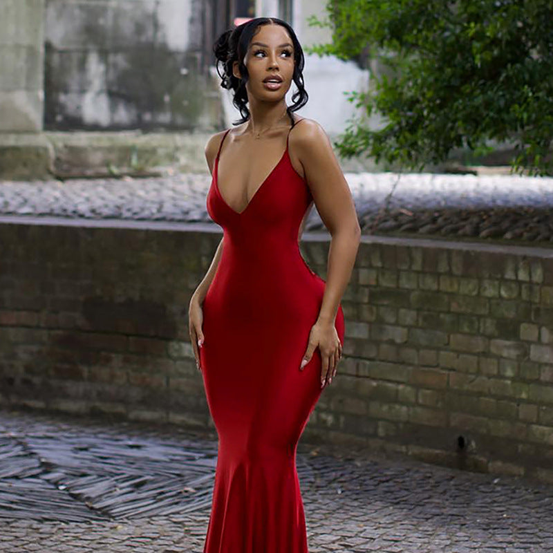 Elegant long red dress