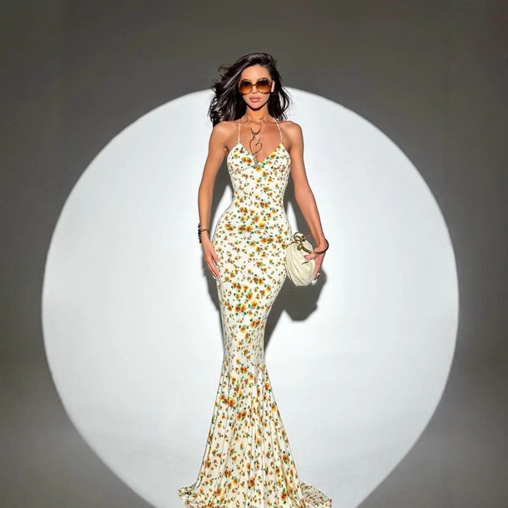 Elegant Floral Strap Dress