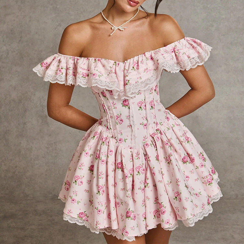 French Sexy Summer off Shoulder Lace Dress