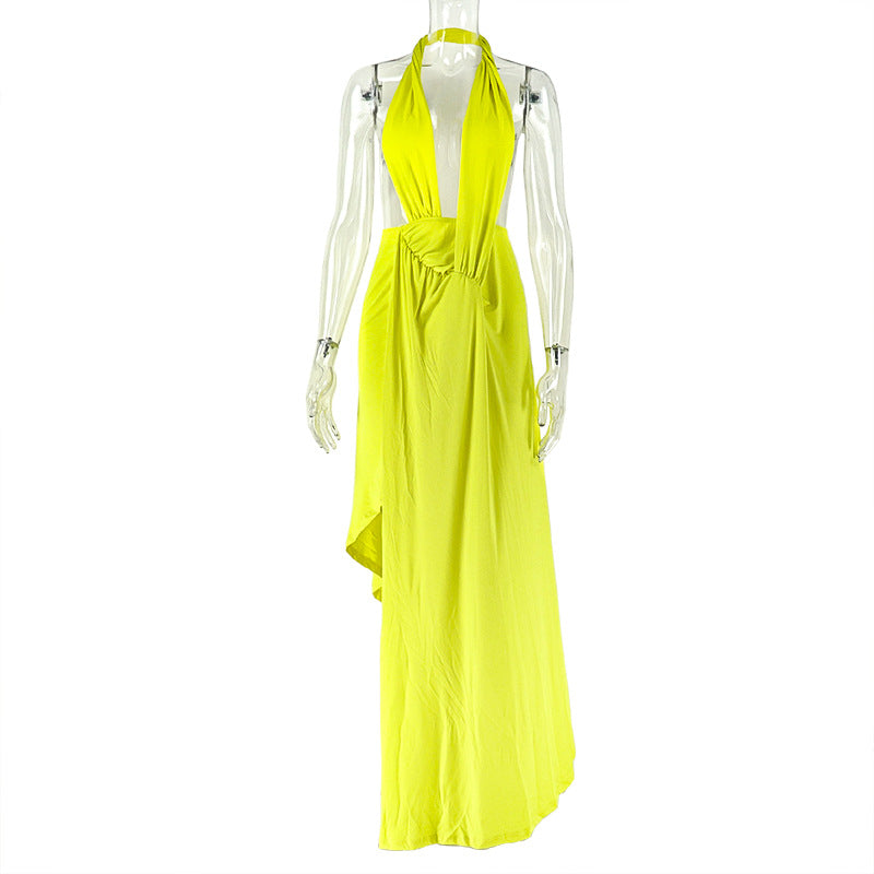 Solid Color Wrapped Dress