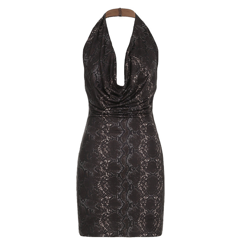 Sleeveless Halter Backless Dress