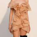 Ruffled off the Shoulder Short Sleeve Dress