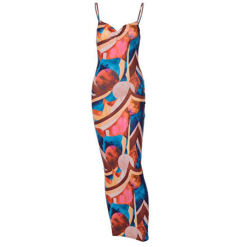 Nightclub Sexy Abstract Printing Slip Dress