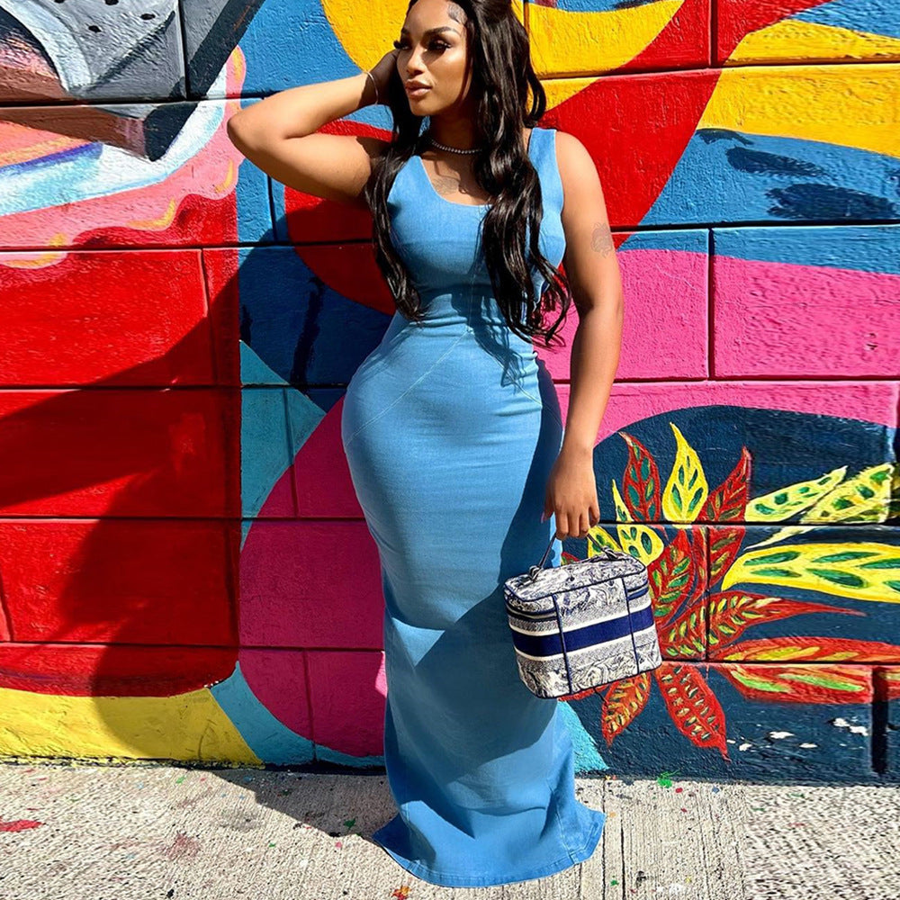 Denim Backless dress