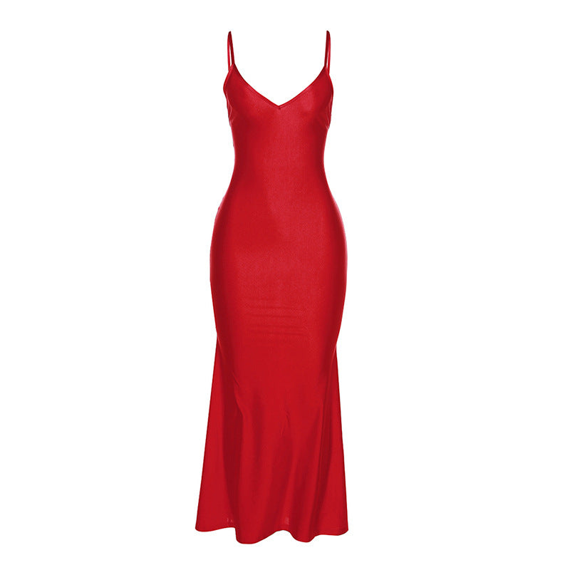 Elegant long red dress