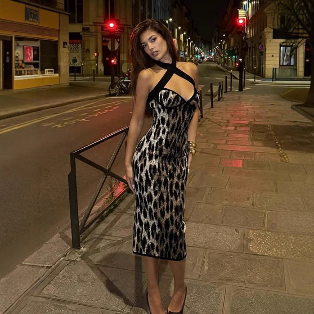 Sexy Night Club Leopard Print Dress