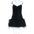 Furry Hem Short Dress