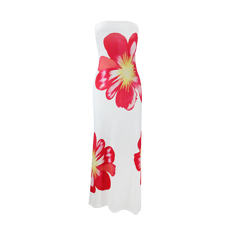 Tube Top Printed Long Dress