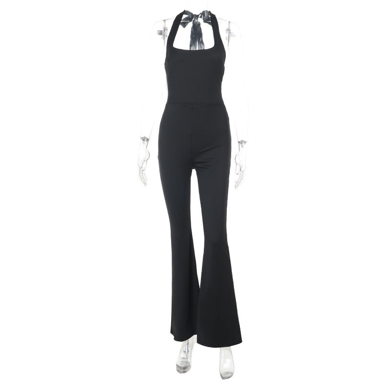 Backless Halter Tight Bootcut Pants Jumpsuit