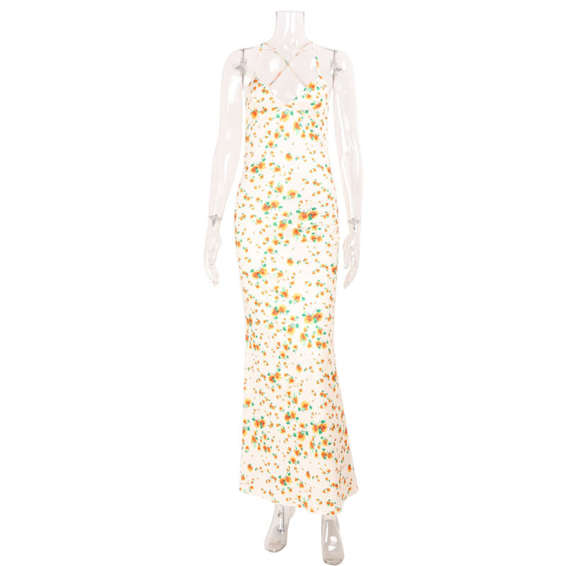 Elegant Floral Strap Dress