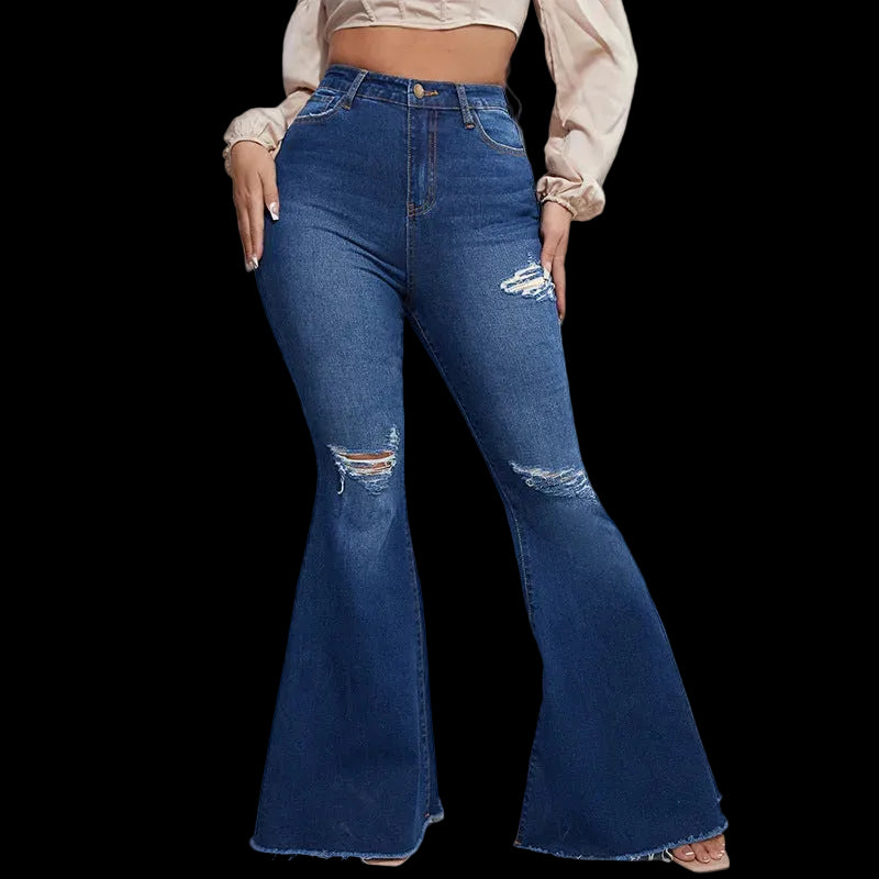 High Waist Stretch Flared Jeans
