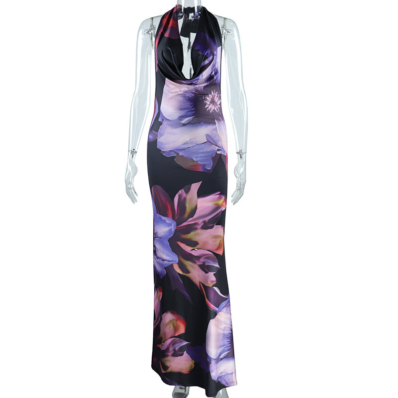 Draped Collar Long Midi Dress