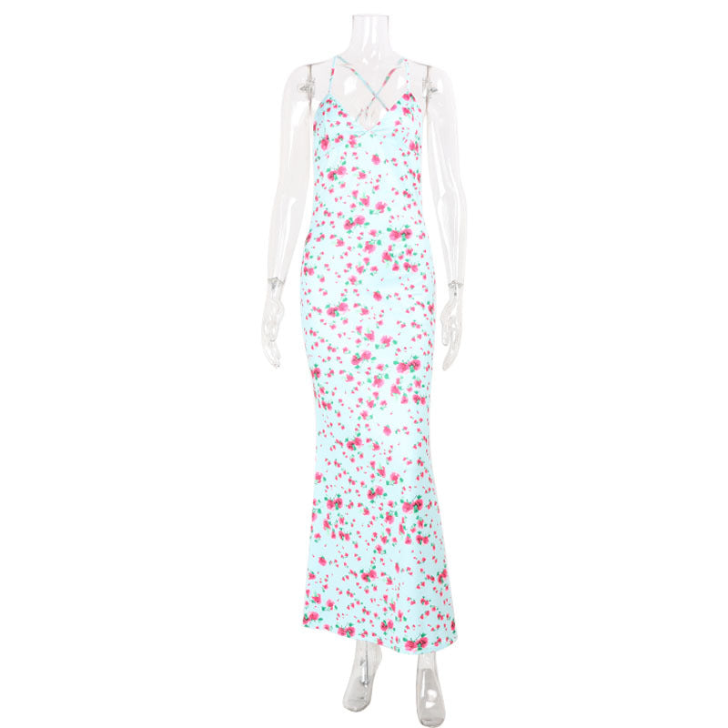 Elegant Floral Strap Dress