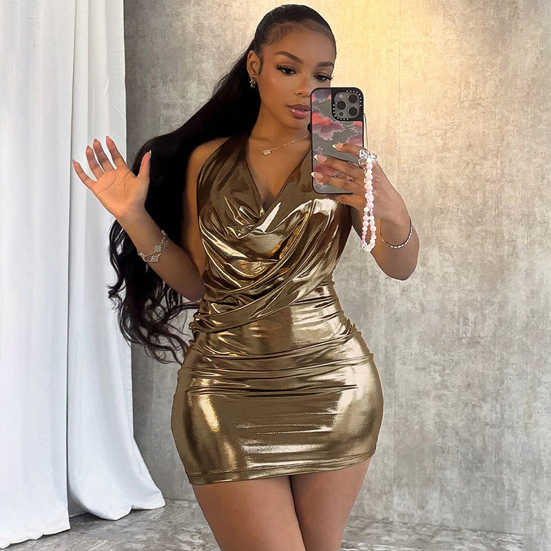 Sleeveless Halter Backless Dress
