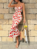 Retro Floral Long Cami Dress