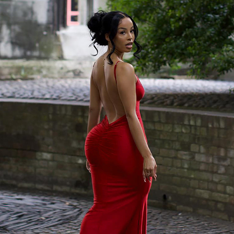 Elegant long red dress