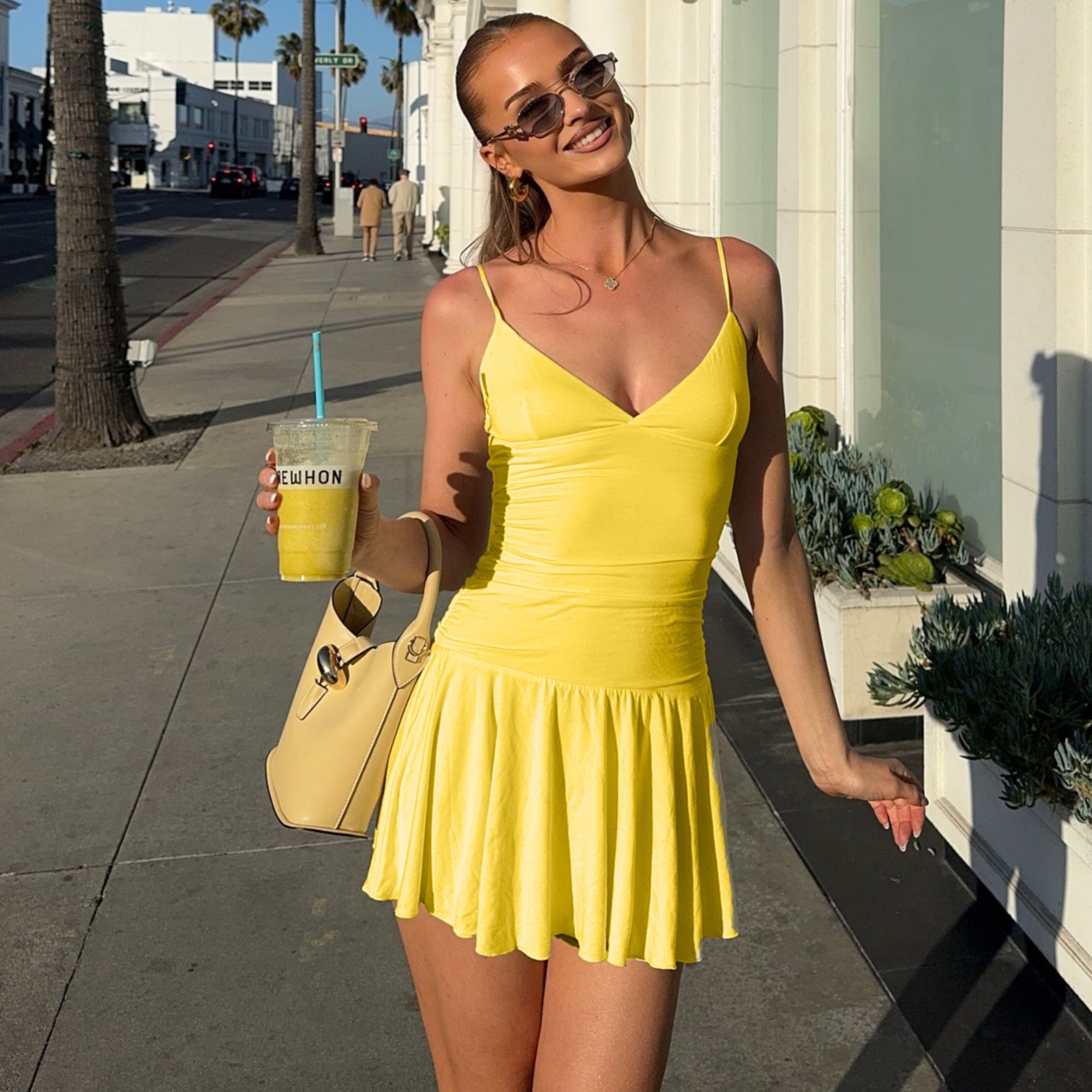 Slim Sheath Pleated Dress
