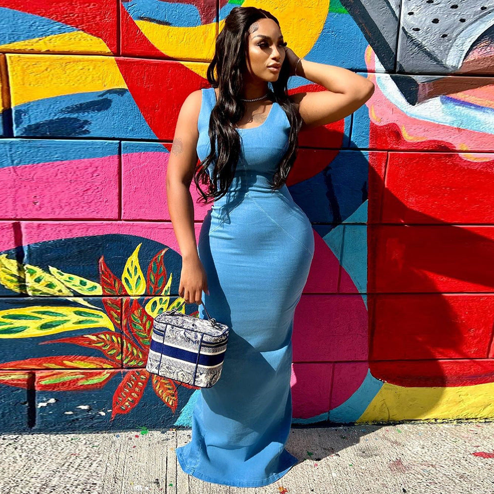 Denim Backless dress
