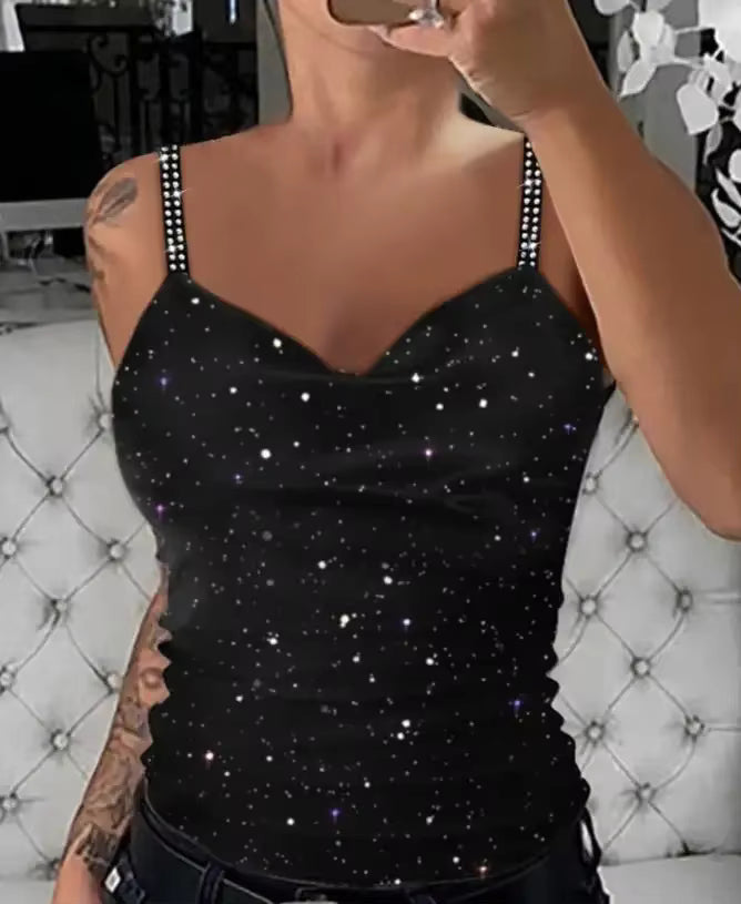 Rhinestone Strap Sparkly Top