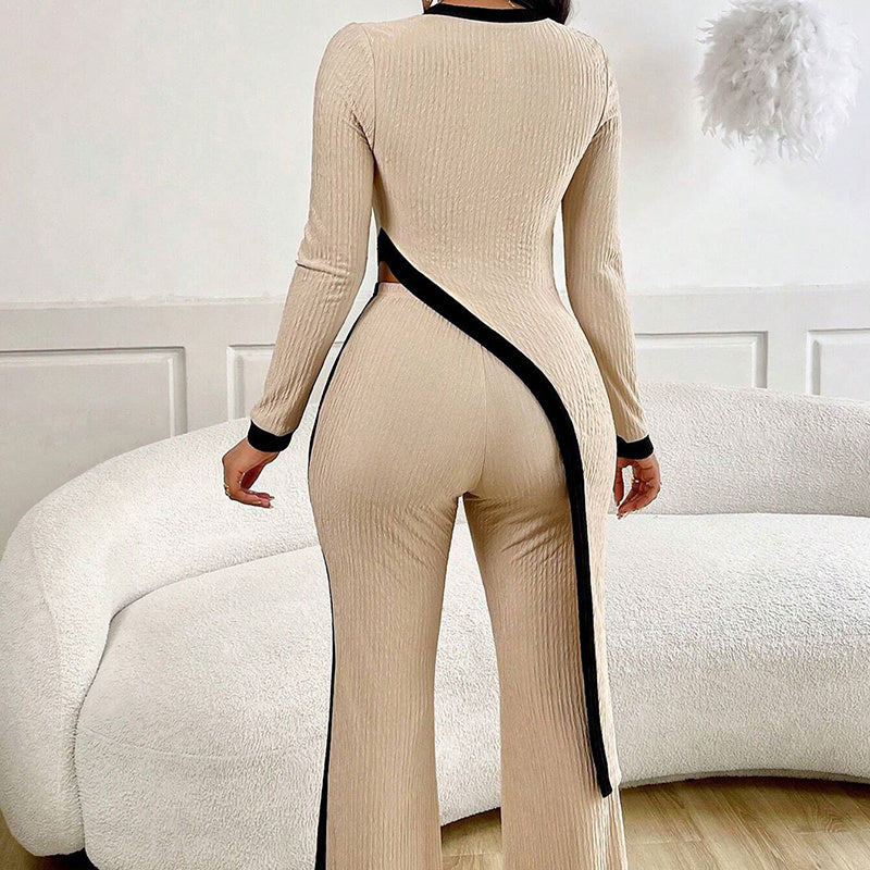 Asymmetrical Top and Pants Set