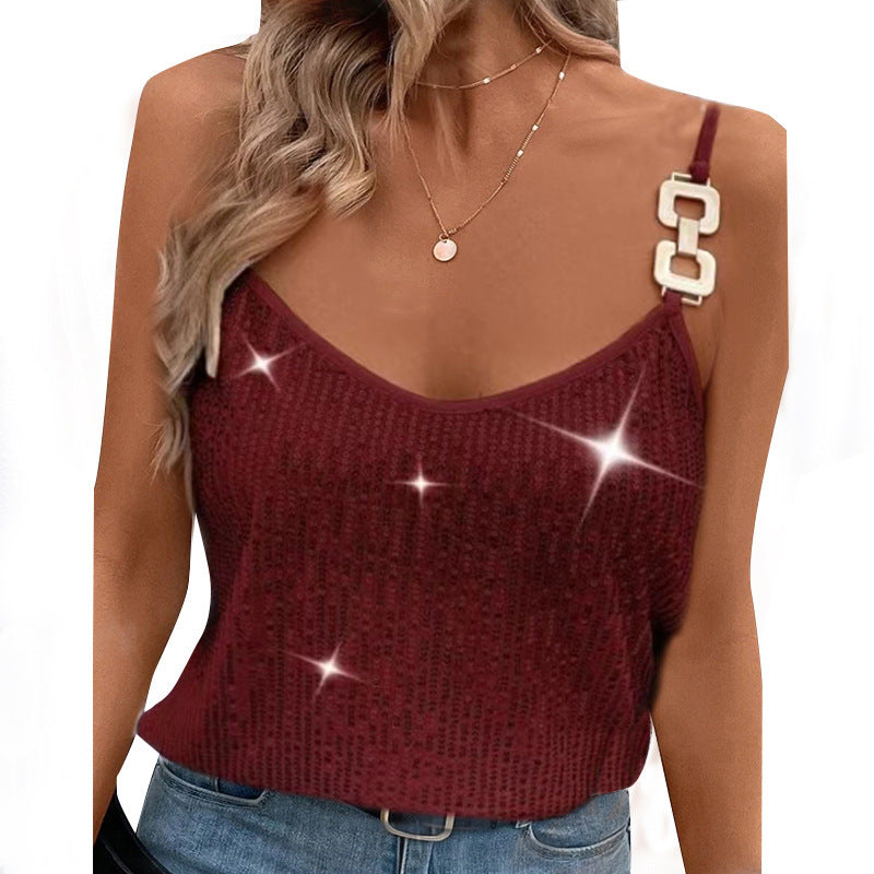 Rhinestone Strap Sparkly Top