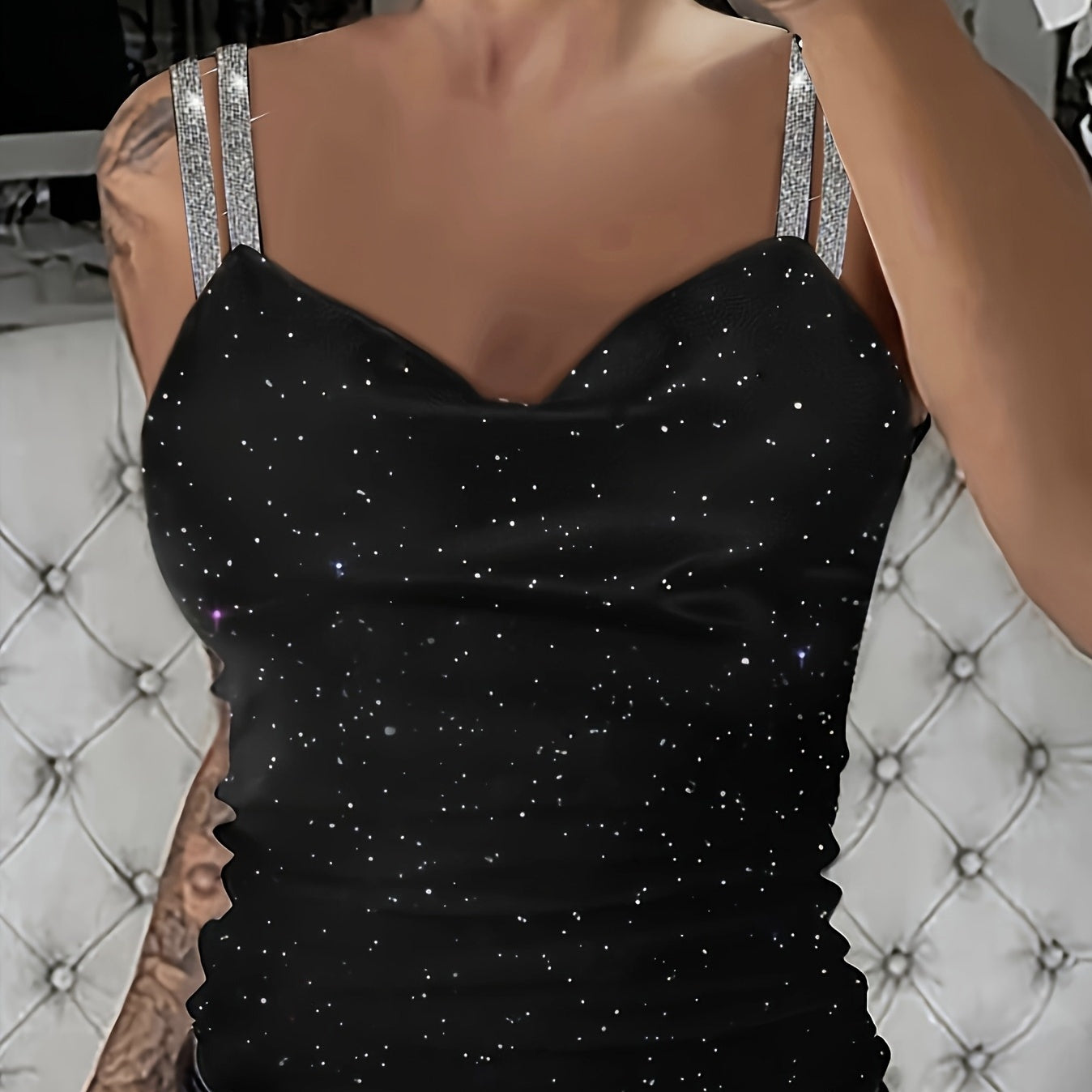 Rhinestone Strap Sparkly Top