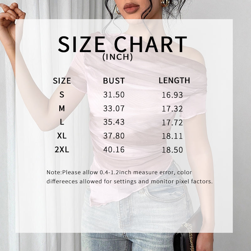 Tie-Dye One-Shoulder Mesh Ruched top