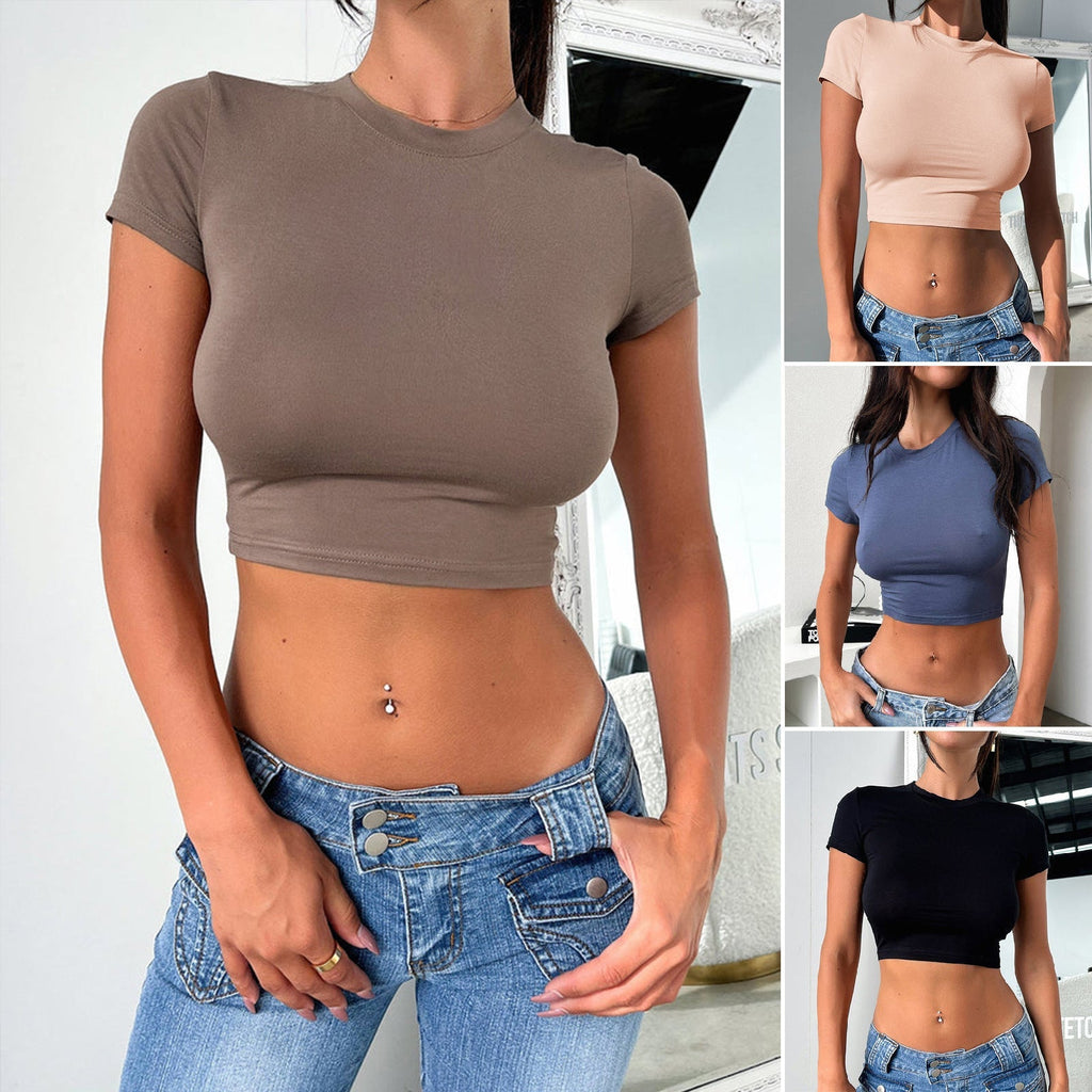 Midriff Short Sleeve Crop Top