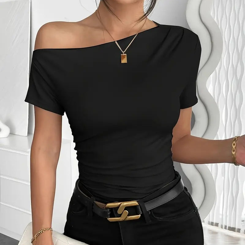 Y2K Slim Fit Asymmetrical Shirt