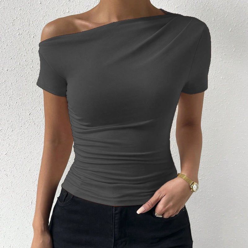 Y2K Slim Fit Asymmetrical Shirt