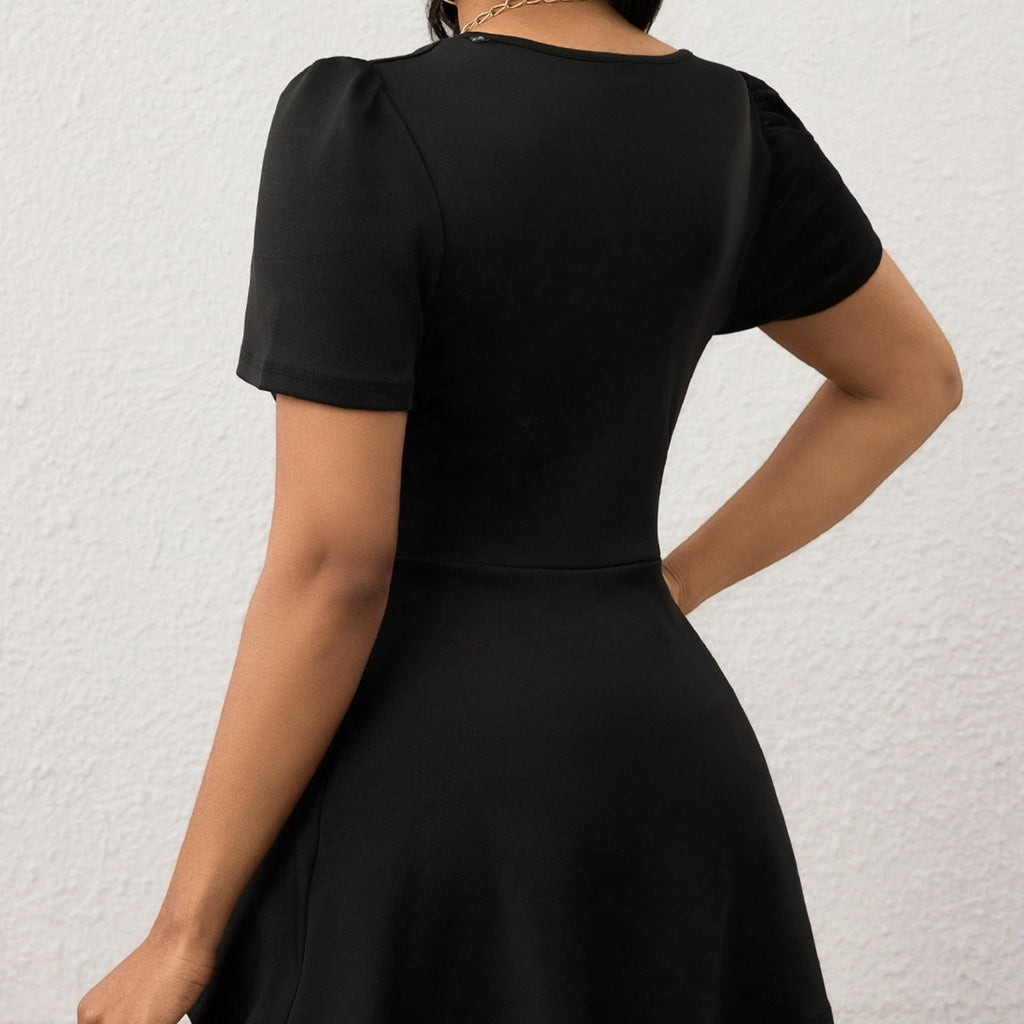 V-neck Solid Color sleeved shirt top