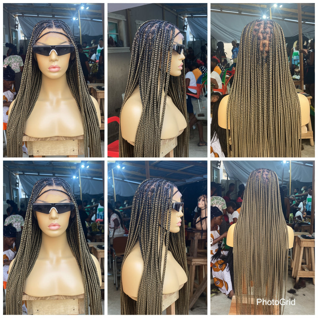 Knotless Braid Wig (Full Lace Custom Color) Glueless, Scalp-Looking