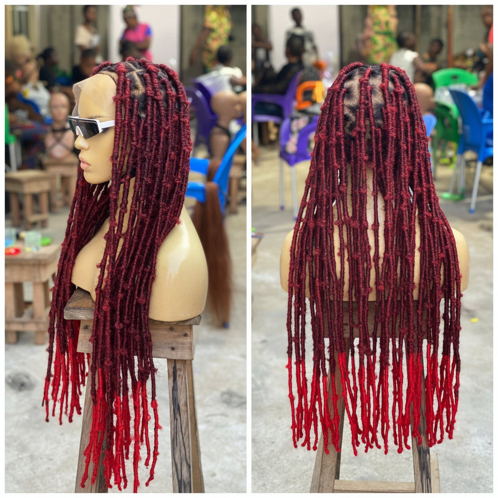 Destress Faux Locs - Wine Color Fire Red Ombré - Rosemary