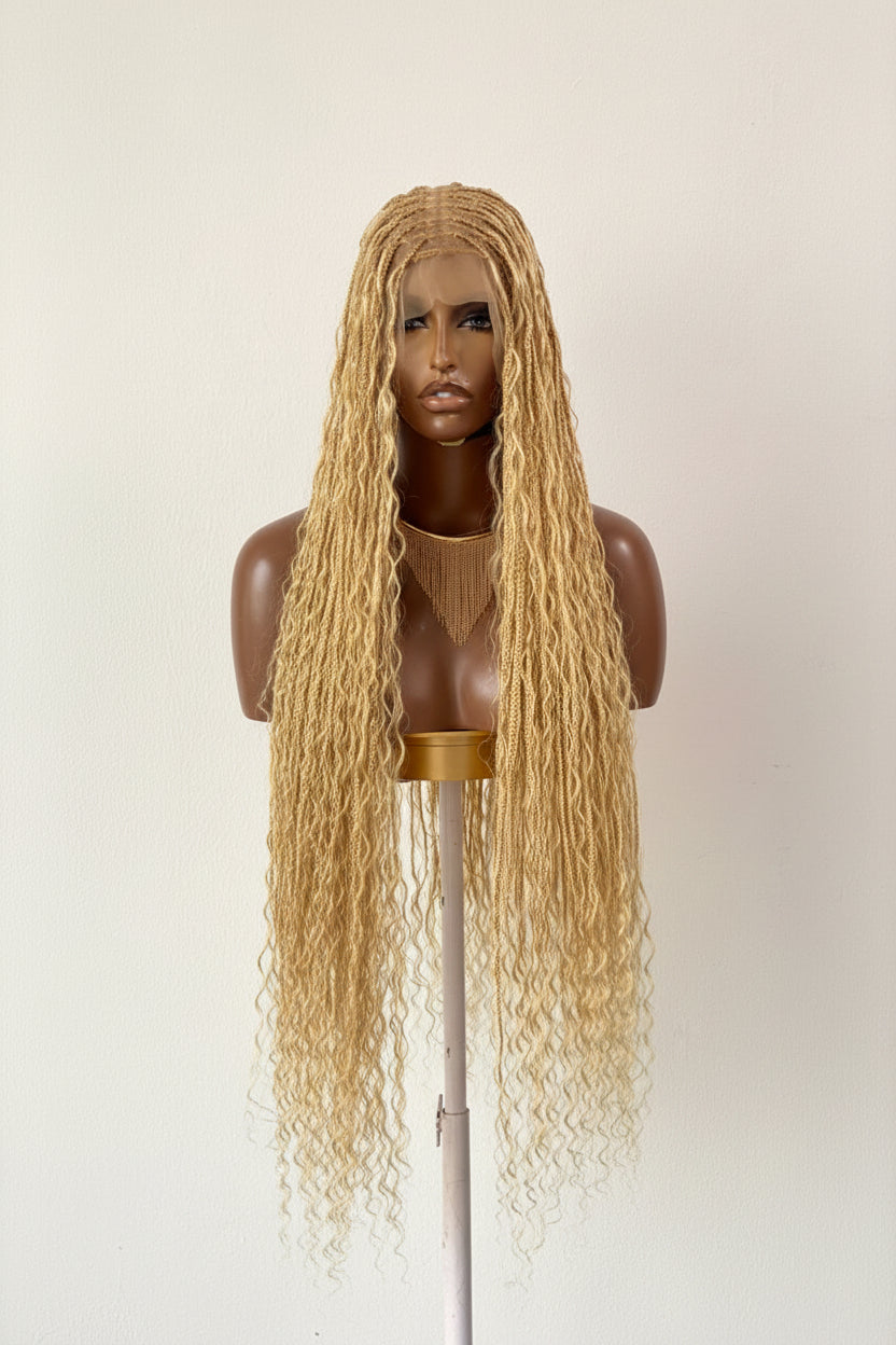 Bohemian Knotless -TARA BLONDE (100% Human hair curls)