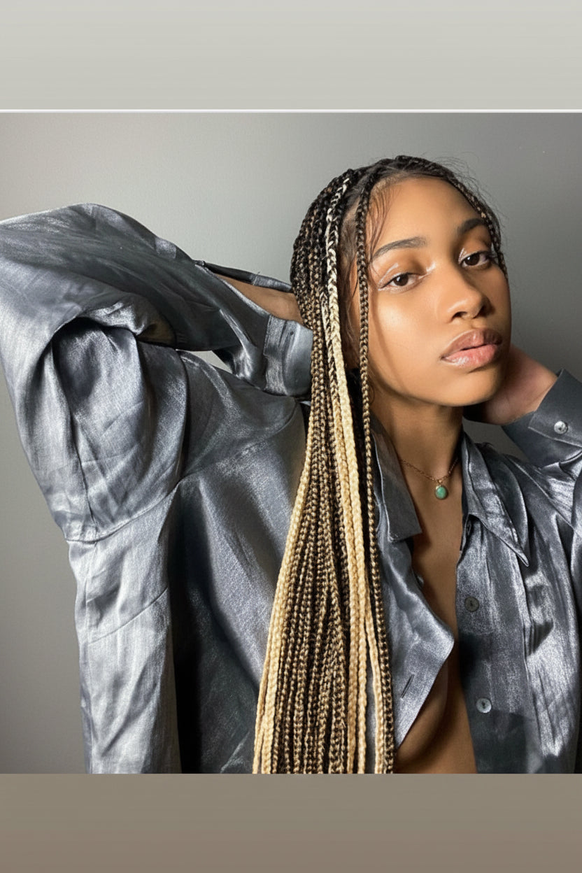 Knotless Braid Wig (Full Lace Custom Color) Glueless, Scalp-Looking