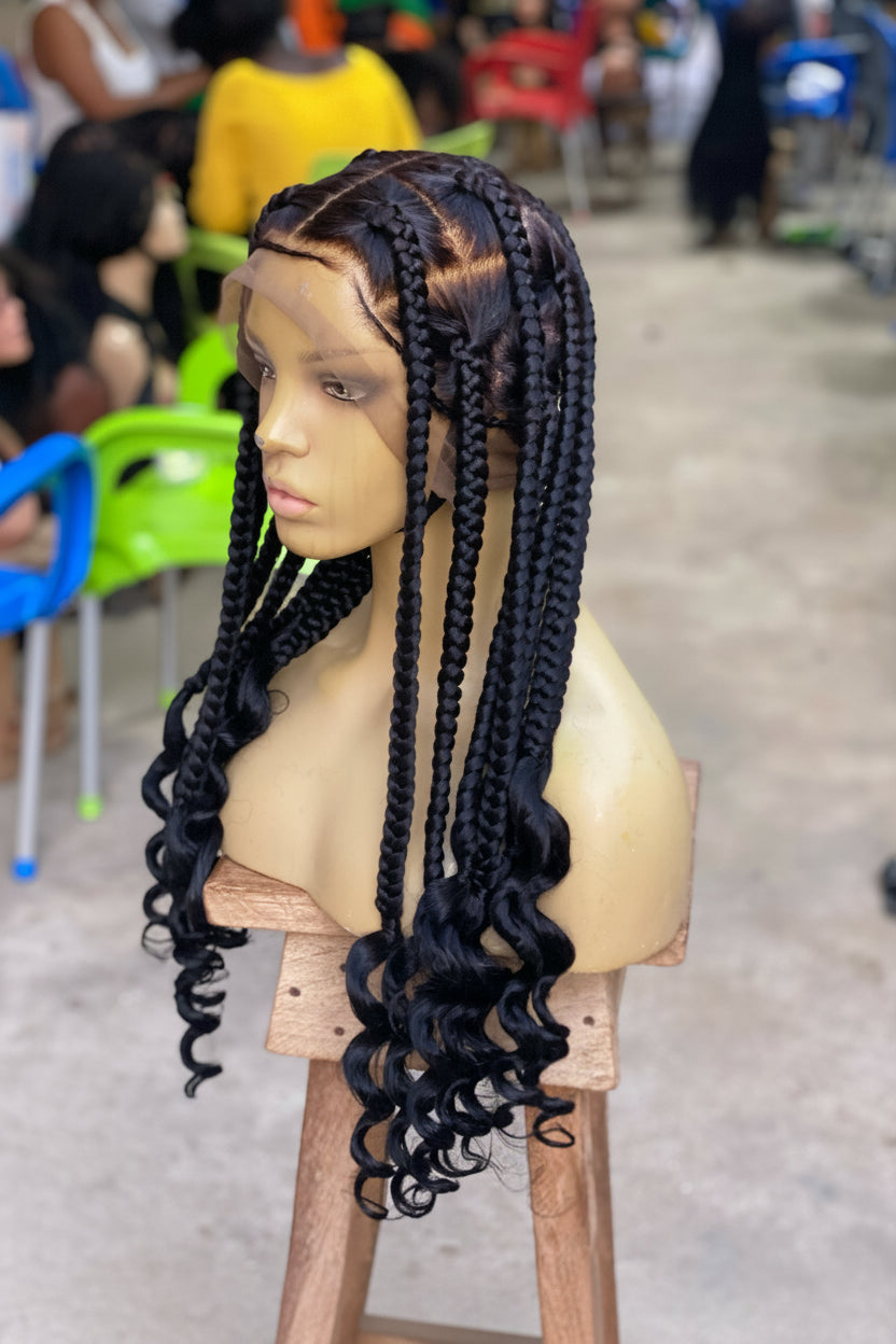 Coileray HairStyle Jumbo Knotless Braid, Full Lace, Color 1B, 30 Inches, Glueless